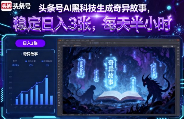 头条号AI黑科技生成奇异故事，稳定日入3张，每天半小时-顺彩轻创-资源网-最新项目分享网
