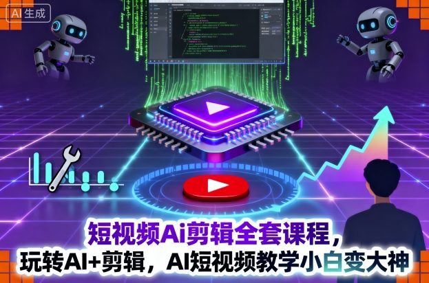 短视频Ai剪辑全套课程，玩转AI+剪辑，AI短视频教学小白变大神-顺彩轻创-资源网-最新项目分享网