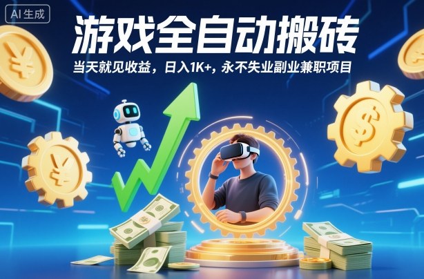 游戏全自动搬砖，当天就见收益，日入1K+，永不失业副业兼职项目【揭秘】-顺彩轻创-资源网-最新项目分享网