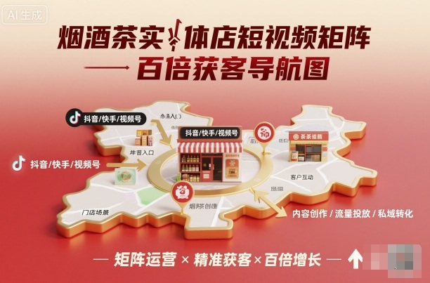 烟酒茶实体店短视频矩阵百倍获客导航图-顺彩轻创-资源网-最新项目分享网