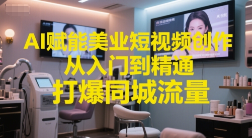 AI赋能美业短视频创作，从入门到精通，打爆同城流量，超级AI工具短视频实操落地-顺彩轻创-资源网-最新项目分享网