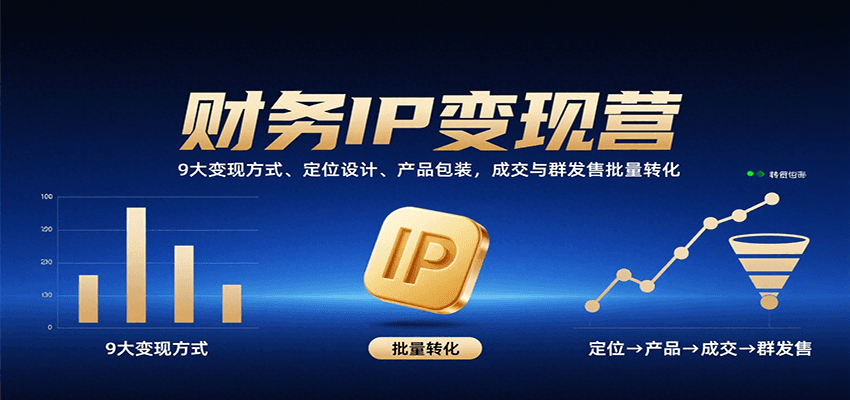财务IP变现营：9大变现方式、定位设计、产品包装，成交与群发售批量转化-顺彩轻创-资源网-最新项目分享网