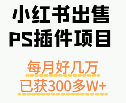 小红书出售PS插件项目，每月都收入好几万，长期操作已获利300多W+-顺彩轻创-资源网-最新项目分享网