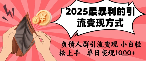 2025年最暴利的引流变现方式，负债人群引流变现，小白轻松上手，日入1k-顺彩轻创-资源网-最新项目分享网