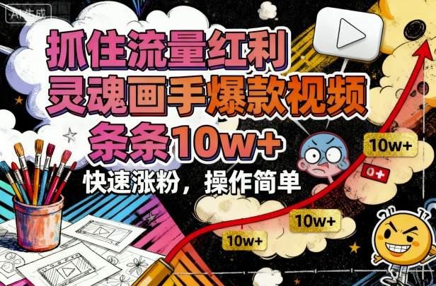 抓住流量红利，灵魂画手爆款视频，条条10w+，快速涨粉，操作简单-顺彩轻创-资源网-最新项目分享网