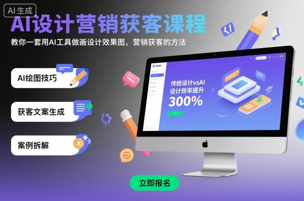 AI设计营销获客课程，教你一套用AI工具做画设计效果图，营销获客的方法-顺彩轻创-资源网-最新项目分享网