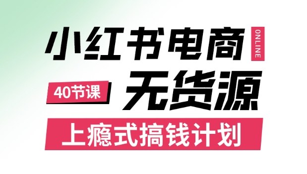 小红书无货源电商课程，上瘾式搞钱计划，不论月薪3k还是3W都应该学的賺钱技巧-顺彩轻创-资源网-最新项目分享网