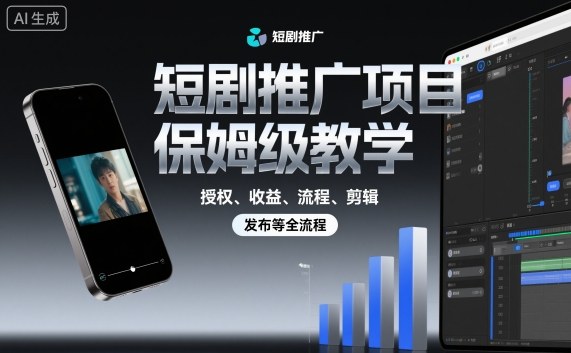 短剧推广项目保姆级教学，授权、收益、流程、剪辑，发布等全流程-顺彩轻创-资源网-最新项目分享网