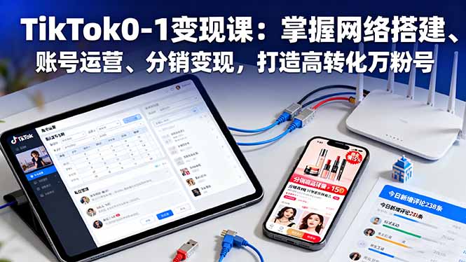 TikTok0-1变现课：掌握网络搭建、账号运营、分销变现，打造高转化万粉号-顺彩轻创-资源网-最新项目分享网