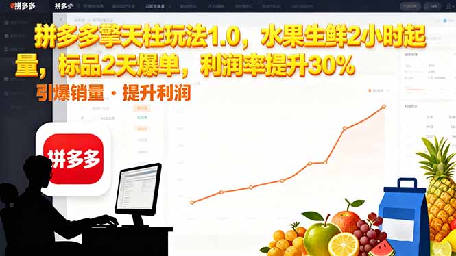 拼多多 擎天柱玩法1.0，水果生鲜2小时起量，标品2天爆单，利润率提升30%-顺彩轻创-资源网-最新项目分享网