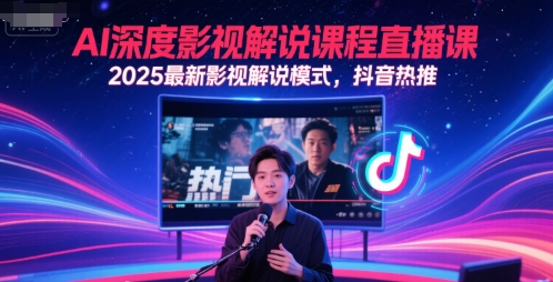 AI深度影视解说课程直播课，2025最新影视解说模式，抖音热推-顺彩轻创-资源网-最新项目分享网