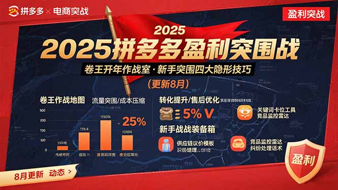 2025拼多多盈利突围战：卷王开年作战室，新手突围四大隐形技巧(更新8月-顺彩轻创-资源网-最新项目分享网