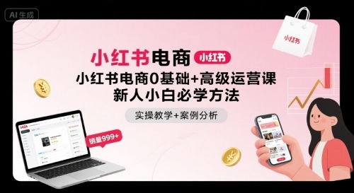 小红书电商0基础+高级运营课，新人小白必学方法，实操教学+案例分析-顺彩轻创-资源网-最新项目分享网