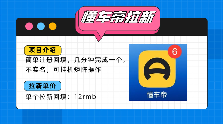 懂车帝邪修拉新玩法，简单注册回填，不sm，单个拉新12rmb，轻松日入200+-顺彩轻创-资源网-最新项目分享网