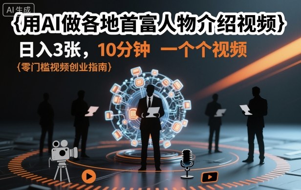 用AI做各地首富人物介绍视频，日入3张，10分钟一个视频-顺彩轻创-资源网-最新项目分享网