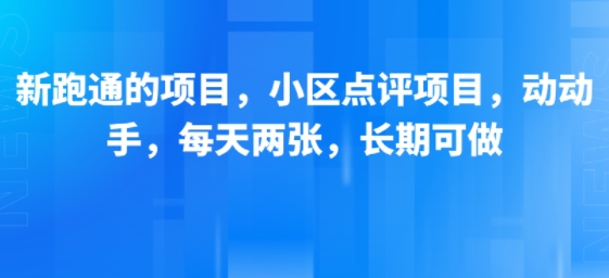 新跑通的项目，小区点评项目，动动手，每天两张，长期可做-顺彩轻创-资源网-最新项目分享网