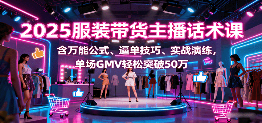 2025服装带货主播话术课，含万能公式、逼单技巧、实战演练，单场GMV轻松突破50万-顺彩轻创-资源网-最新项目分享网