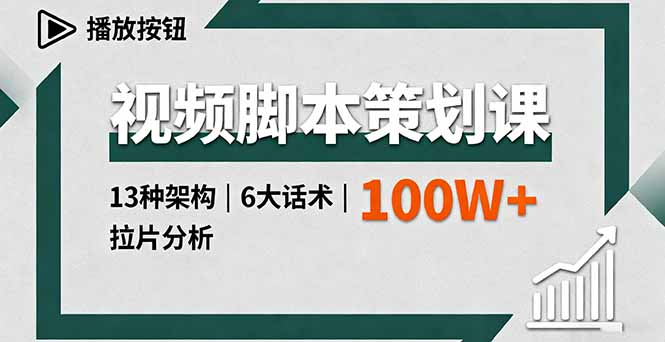 视频脚本策划课，13种架构、6大话术、拉片分析，单条播放百万+-顺彩轻创-资源网-最新项目分享网