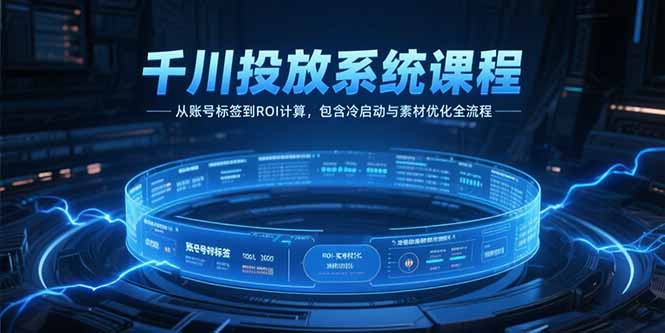 千川投放系统课程，从账号标签到ROI计算，包含冷启动与素材优化全流程-顺彩轻创-资源网-最新项目分享网