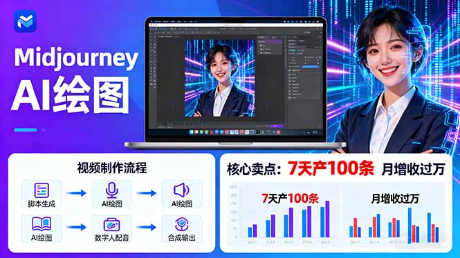 AI绘图照片开口说话视频制作：Midjourney+数字人，7天产100条月增收过万-顺彩轻创-资源网-最新项目分享网