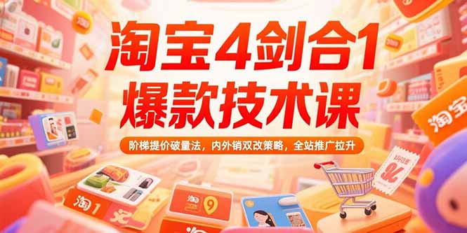 淘宝4剑合1爆款技术课73期：阶梯提价破量法，内外销双改策略 全站推广拉升-顺彩轻创-资源网-最新项目分享网