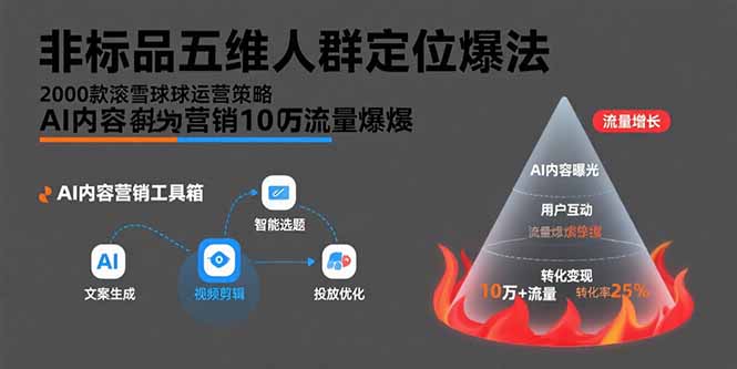 非标品五维人群定位法，2000款滚雪球运营策略，AI内容营销10万流量引爆-顺彩轻创-资源网-最新项目分享网