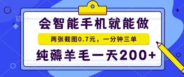 2025年零撸手机项目，二十秒一单，纯薅羊毛，一天200+做就有【揭秘】-顺彩轻创-资源网-最新项目分享网