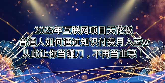 2025年互联网项目天花板，普通人如何通过卖项目实现逆风翻盘，月入5W＋！-顺彩轻创-资源网-最新项目分享网