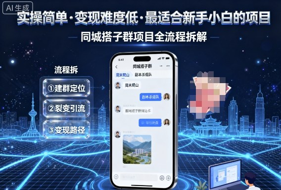 实操简单，变现难度低，最适合新手小白做的项目，每天轻松收入3张，同城搭子群项目全流程拆解-顺彩轻创-资源网-最新项目分享网