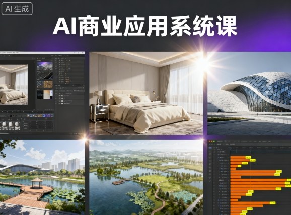 AI商业应用系统课，室内-软装-建筑-景观，智能设计+效果图+动画画实战-顺彩轻创-资源网-最新项目分享网