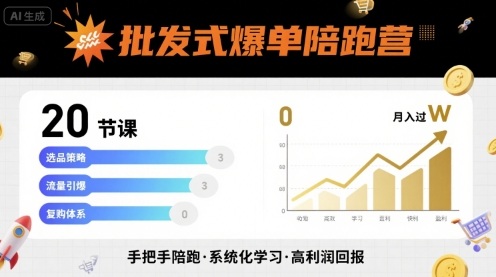 批发式爆单陪跑营，20节课带你实现批发式爆单，带你经松月入过W-顺彩轻创-资源网-最新项目分享网