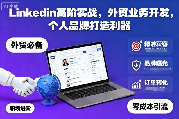 Linkedin高阶实战，外贸业务开发，个人品牌打造利器-顺彩轻创-资源网-最新项目分享网