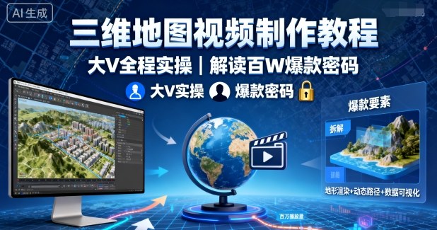 三维地图视频制作教程，大V全程实操，解读百W爆款密码-顺彩轻创-资源网-最新项目分享网