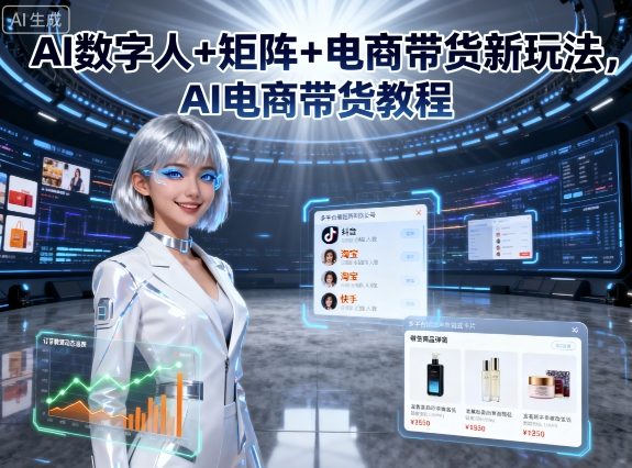 AI数字人+矩阵+电商带货新玩法，AI电商带货教程-顺彩轻创-资源网-最新项目分享网