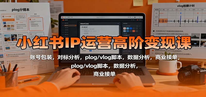 小红书IP运营高阶变现课：账号包装，对标分析，plog/vlog脚本，数据分析，商业接单-顺彩轻创-资源网-最新项目分享网