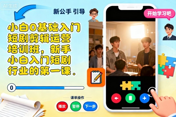 小白0基础入门短剧剪辑运营培训班，新手小白入门短剧行业的第一课-顺彩轻创-资源网-最新项目分享网