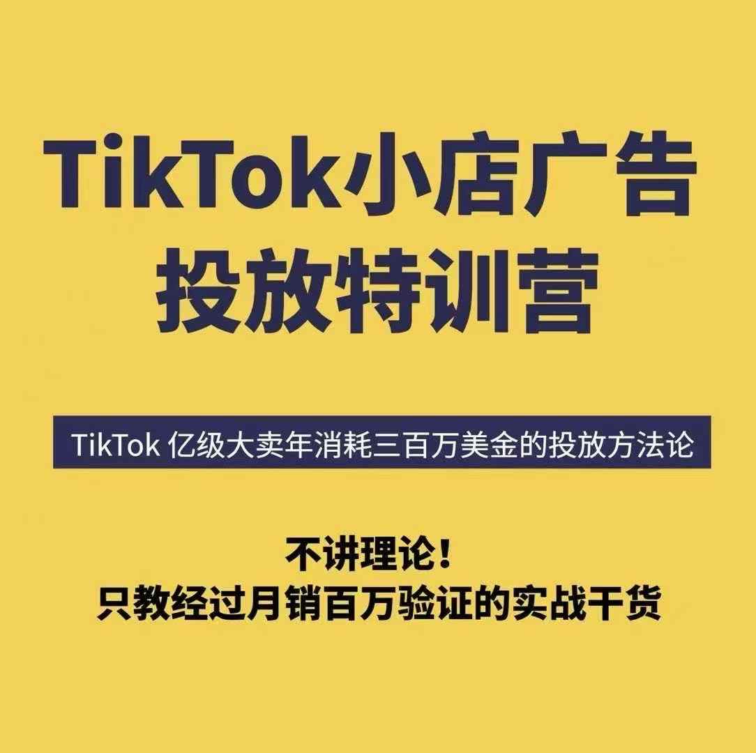 TikTok小店广告投放特训营，6天破局计划专治各种“投不动”，教你经过月销百万验证的实战干货-顺彩轻创-资源网-最新项目分享网