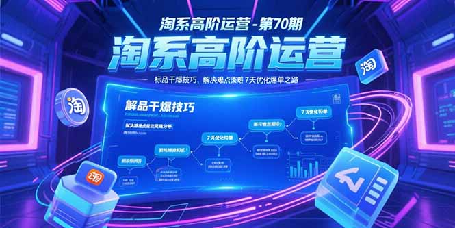 淘系高阶运营-第70期，标品干爆技巧，解决难点策略，大佬操盘方法-顺彩轻创-资源网-最新项目分享网