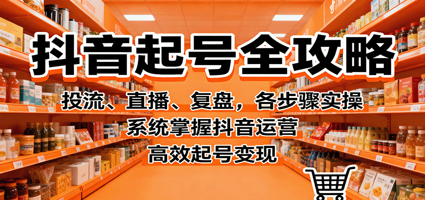 抖音起号全攻略，投流、直播、复盘，各步骤实操，系统掌握抖音运营，高效起号变现-顺彩轻创-资源网-最新项目分享网
