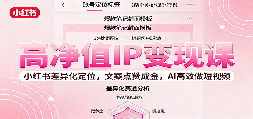 高净值IP变现课：小红书差异化定位，文案点赞成金， AI高效做短视频-顺彩轻创-资源网-最新项目分享网