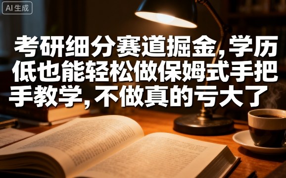 考研细分赛道掘金，日入1k+，学历低也能轻松做保姆式手把手教学，不做真的亏大了【揭秘】-顺彩轻创-资源网-最新项目分享网