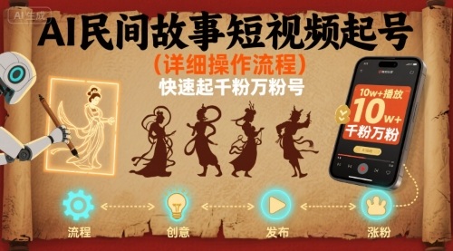 AI民间故事短视频起号，详细操作流程，快速起千粉万粉号-顺彩轻创-资源网-最新项目分享网