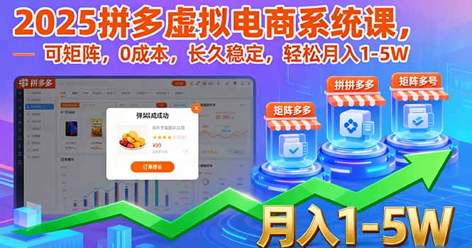 2025拼多多虚拟电商系统课，可矩阵，0成本，长久稳定，轻松月入1-5W-顺彩轻创-资源网-最新项目分享网