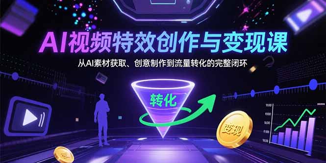 AI视频特效创作与变现课：从AI素材获取、创意制作到流量转化的完整闭环-顺彩轻创-资源网-最新项目分享网