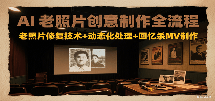 AI老照片创意制作全流程：老照片修复技术+动态化处理+回忆杀MV制作-顺彩轻创-资源网-最新项目分享网