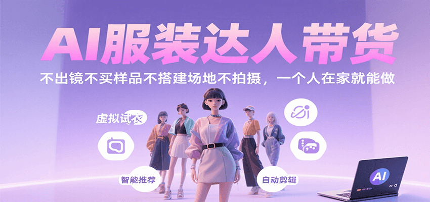 AI服装达人带货，不出镜不买样品不搭建场地不拍摄，一个人在家就能做-顺彩轻创-资源网-最新项目分享网