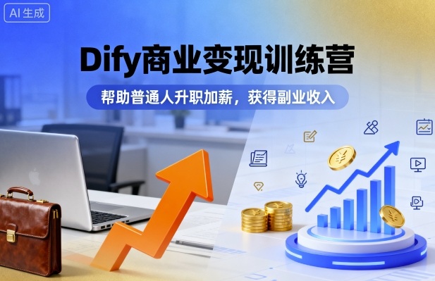 Dify商业变现训练营，帮助普通人升职加薪，获得副业收入-顺彩轻创-资源网-最新项目分享网