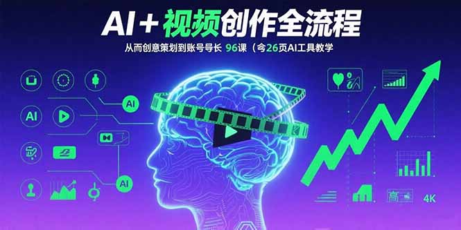 AI+短视频创作全流程：从创意策划到账号增长，96节课(含26项AI工具教学-顺彩轻创-资源网-最新项目分享网