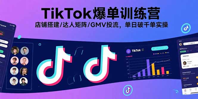 TikTok爆单训练营，店铺搭建/达人矩阵/GMV投流，单日破千单实操-顺彩轻创-资源网-最新项目分享网