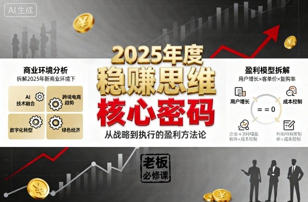 2025年度稳賺思维老板创业营，拆解2025年新商业环境下，企业实现持续盈利的核心密码-顺彩轻创-资源网-最新项目分享网
